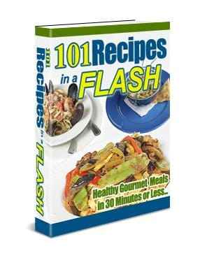 101 Recipes in a Flash digital cookbook with PLR MRR resell rights for quick gourmet meals