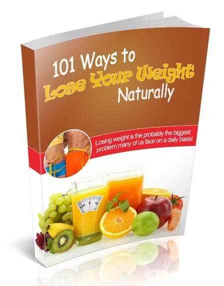 101 Ways to Lose Your Weight Naturally PLR ebook cover showing natural weight loss methods and resell rights