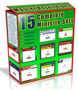 15 Complete Minisite Sets with PLR MRR resell rights and editable PSD templates for internet marketing minisites