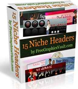 15 Niche Headers Package - editable PSD & JPG website headers with giveaway PLR rights