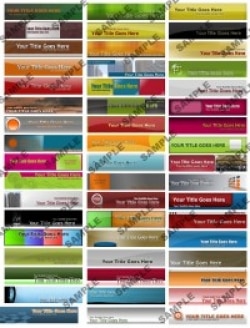 Premium header graphics bundle with 50 clean designs for websites, blogs, and digital resell rights