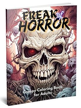 Freak of Horror creepy adult coloring book with horror designs and PLR resell rights