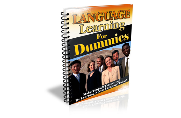 Language Learning for Dummies digital report cover with PLR MRR resell rights instant download