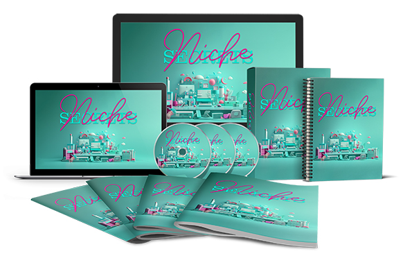 Niche digital product upgrade package with laptop, tablet, and smartphone mockups showing PLR content system