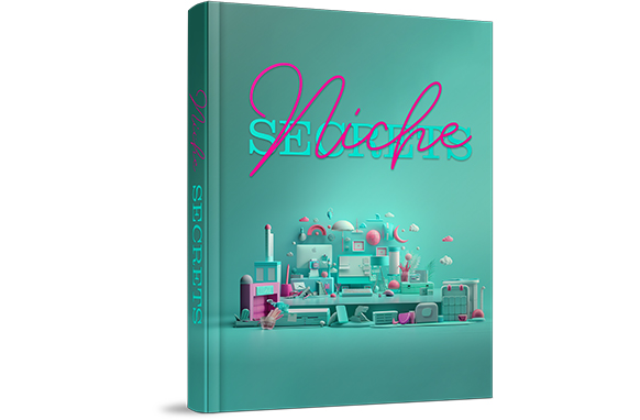 Niche marketing book cover with colorful objects for PLR/MRR niche secrets product