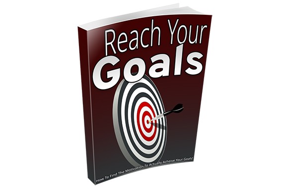 Graphic illustration of a goal-setting case study for a PLR digital product with resell rights