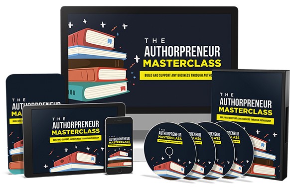 Authorpreneur Masterclass course cover image with book writing and publishing tools for digital download PLR MRR