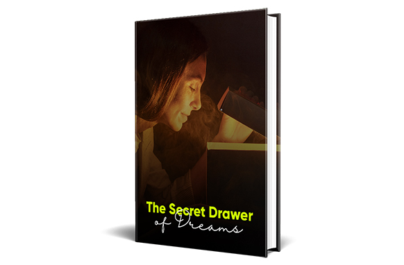 Animated children's book cover titled The Secret Drawer of Dreams with colorful illustrations for PLR resale