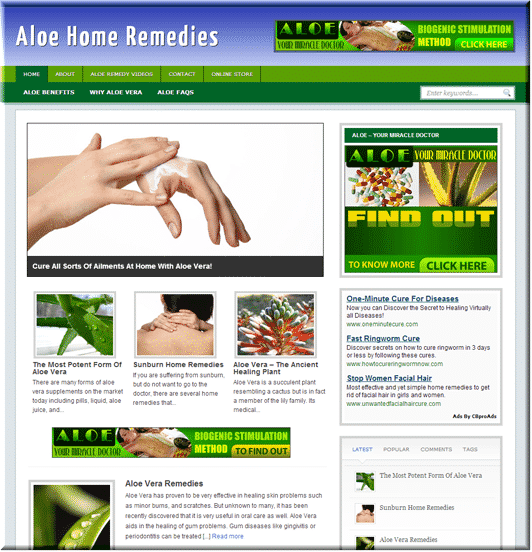 Aloe Remedies PLR Site – Ready-made niche blog with full resell rights for instant online income