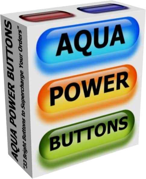 300 Aqua Power Buttons for Buy Now and Call to Action Graphics