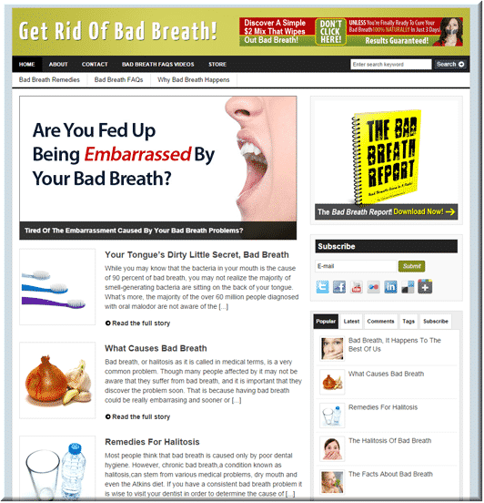 Bad Breath PLR Blog - ready-made niche WordPress site with private label rights