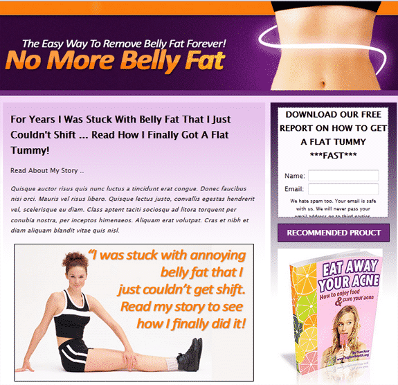 Professional belly fat landing page template with editable design and resell rights, ideal for weight loss marketers