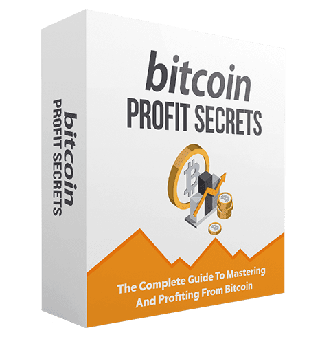 Bitcoin Profit Secrets ebook cover showing cryptocurrency investment guide with resell rights