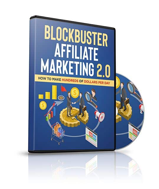 Blockbuster affiliate marketing PLR video course thumbnail, 3.5 hours of training with resell rights