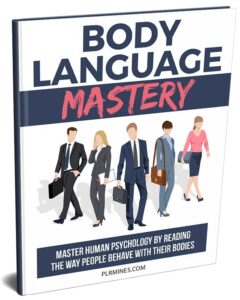 Body language mastery PLR ebook cover showing non-verbal communication cues for social success