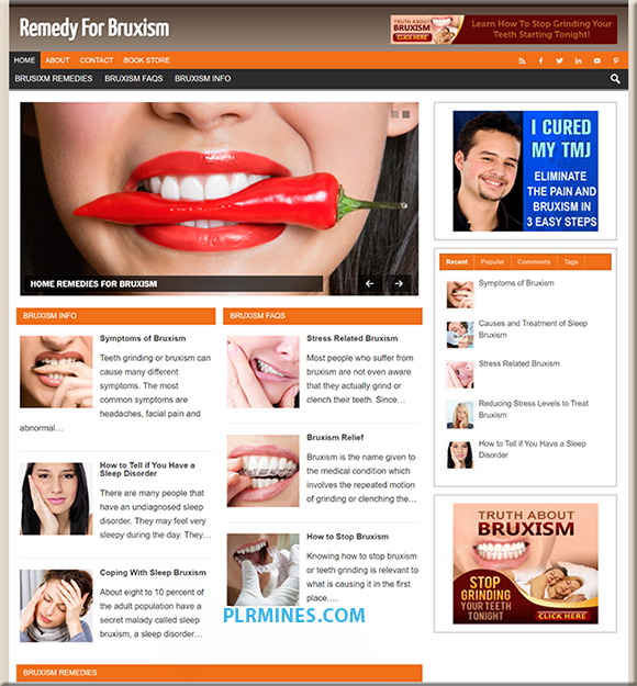 Bruxism remedy PLR niche blog ready-made digital website with full resell rights