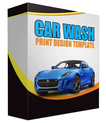 Car wash print design template set for stationery business with PLR resell rights