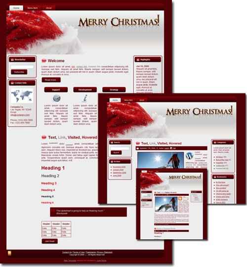 Christmas theme for WordPress and Blogger with master resell rights – festive holiday website template for digital download