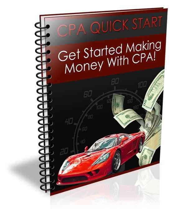 CPA Quick Start digital report cover with resell rights for affiliate marketing profits