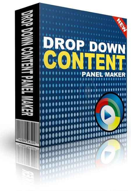 Interactive drop‑down content panel maker tool with resell rights for web designers