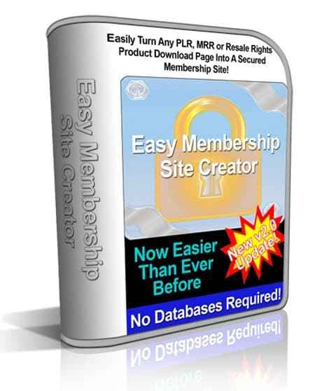 Easy Membership Site Creator v2 software screenshot with PLR MRR resell rights