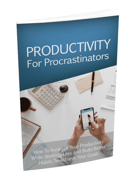 Productivity PLR eBook cover showing work less achieve more habits and resell rights