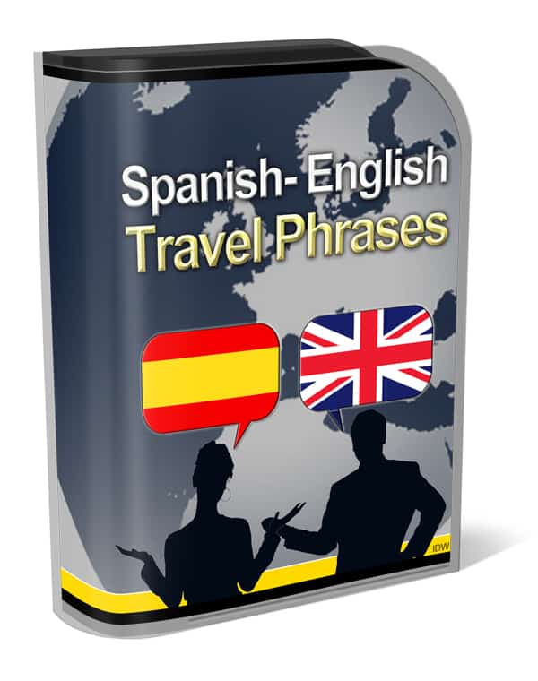 English Spanish traveler phrases digital download with PLR MRR resell rights bundle