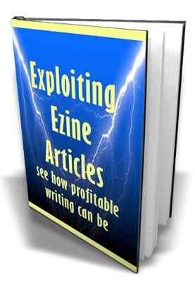 Exploiting Ezine Articles – Digital PLR/MRR product cover showing marketing strategies for online profits
