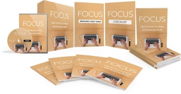 Focus PLR video course thumbnail showing concentration and productivity concepts