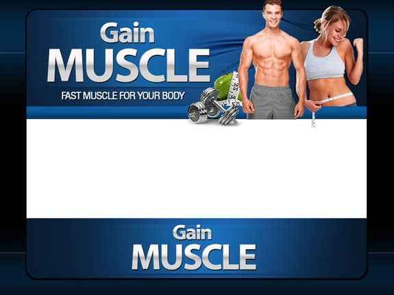 Gain Muscle Template – PLR fitness ebook cover design with muscle building theme