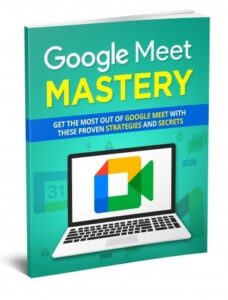 Google Meet Mastery PLR eBook cover - ultimate video conferencing guide with resell rights
