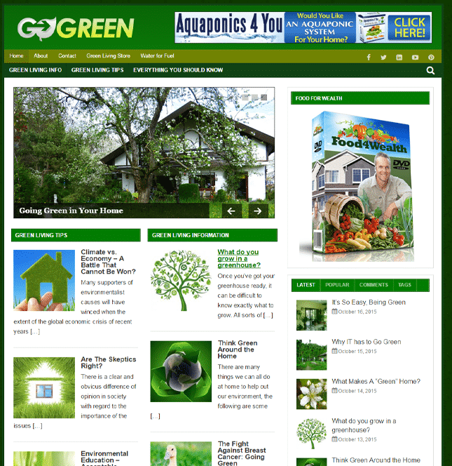 Green Living PLR WordPress Blog digital download with resell rights and ready-made content