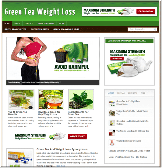Green Tea PLR Blog website ready to download and resell with full resell rights