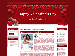 Hearts-N-Roses WordPress theme with master resell rights, romantic floral design for websites