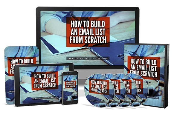 Email list building PLR package with training videos, sales pages, and graphics for resellers