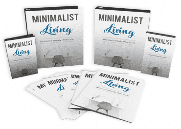 Minimalist living video course with PLR resell rights, digital download, step-by-step guide to declutter life