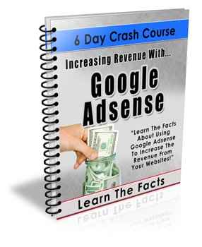 Google Adsense revenue PLR ecourse cover image showing income growth graph and ad icons