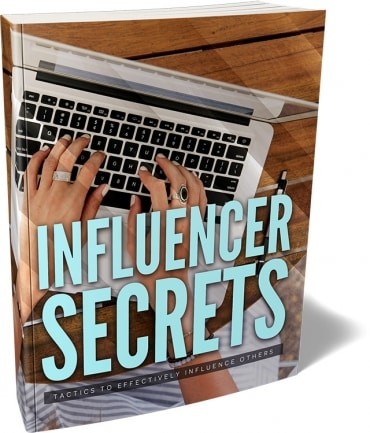 Influencer Secrets PLR eBook cover with persuasion and digital resell rights concepts