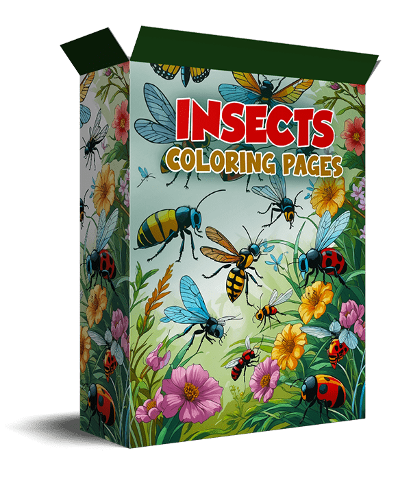 Printable insect coloring pages for kids – butterflies, bees, ants and more – perfect for PLR resell business