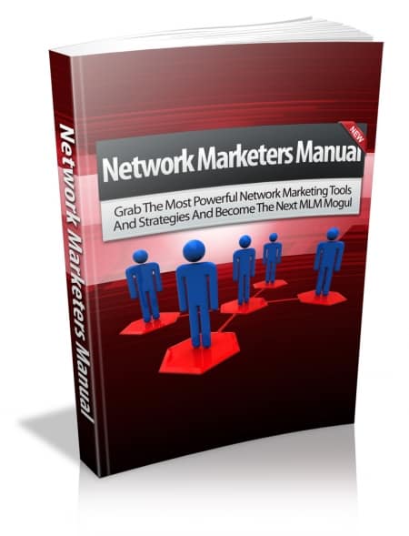 Network Marketer's Manual ebook cover with digital download and PLR MRR rights for network marketing success