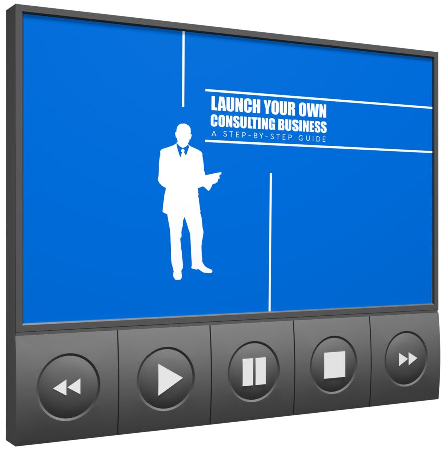 Launch Your Own Consulting Business video upgrade showing consulting setup guide for digital download PLR MRR