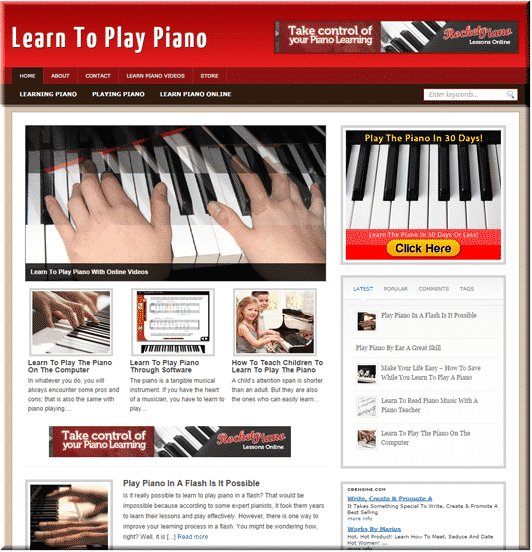 Learn Piano PLR Site – Done-for-you WordPress blog with premium content and resell rights