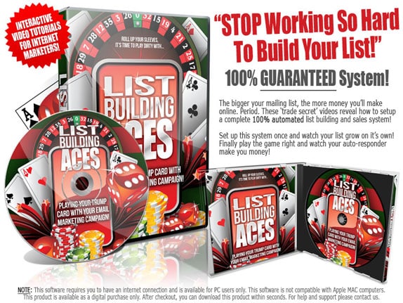 List Building Aces PLR/MRR digital download – squeeze page blueprint for building a buyer list and reselling income