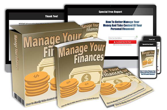 Manage your finances digital PLR ebook with resell rights graphics and lead capture page