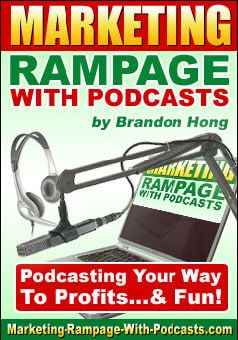 Marketing Rampage With Podcasts PLR digital download cover image with microphone icon