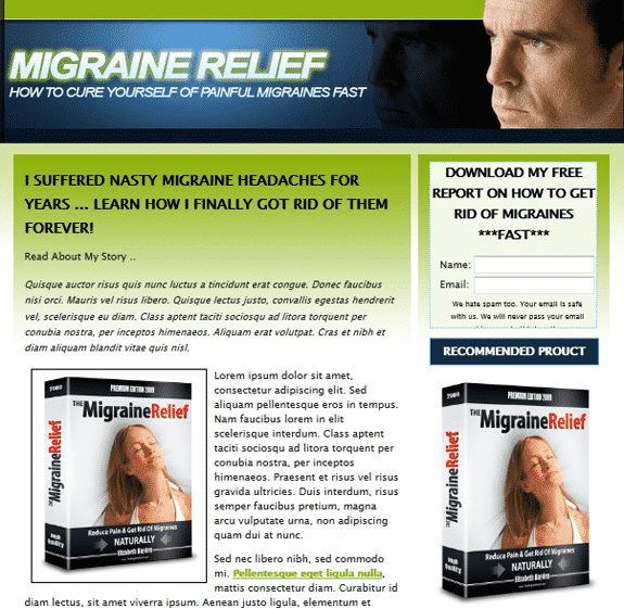 Migraine Landing Page Template – editable and resellable digital download for health marketers