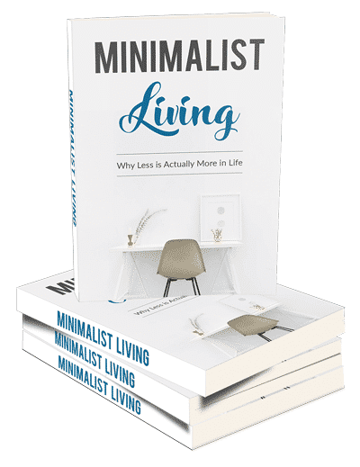 Minimalist Living PLR digital guide cover showing clean, simple lifestyle design