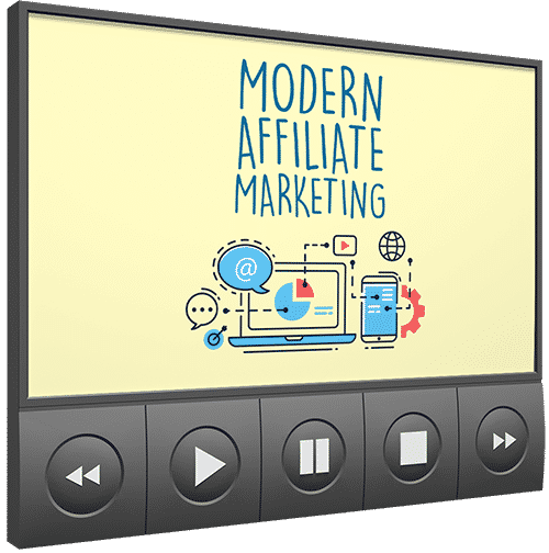 Modern affiliate marketing video course with ROI focus, featuring niche selection and traffic strategies for maximum conversions