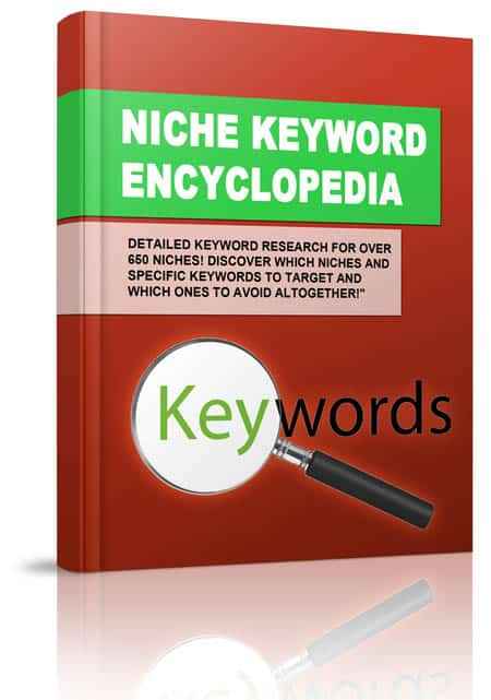 Niche Keyword Encyclopedia cover – detailed keyword research for over 650 profitable niches