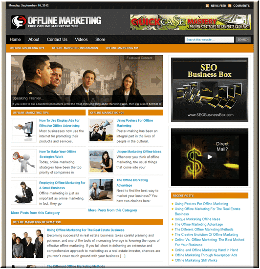 Ready-made WordPress PLR blog for offline marketing niche with digital download and resell rights